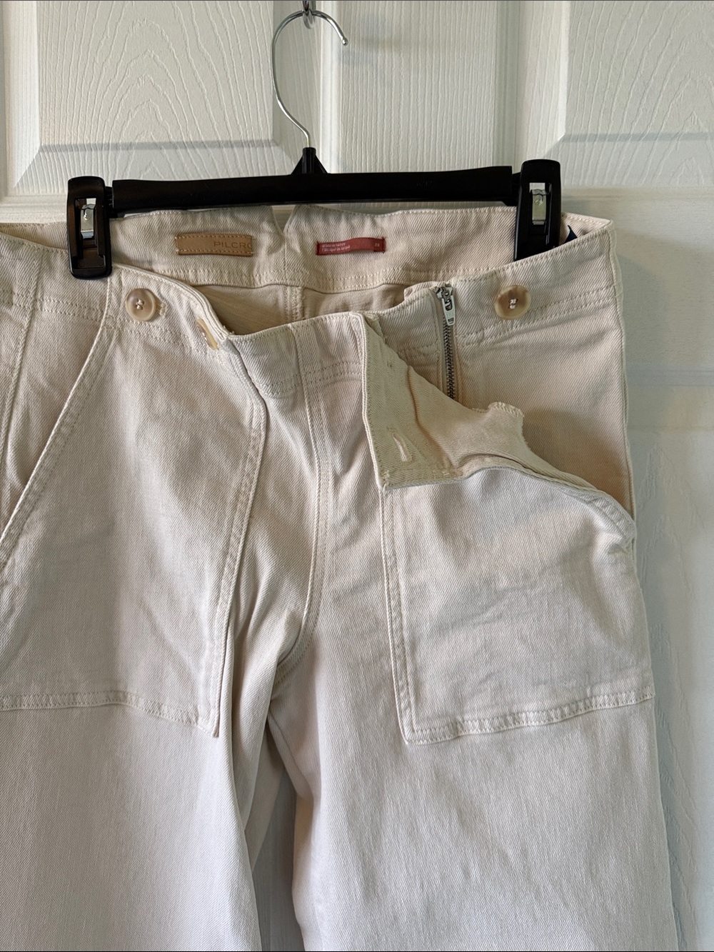 Anthropologie “Pilcro” Kit Utility High-Rise -Wide-Leg Pants!! Cream Colored. - Picture 4 of 5